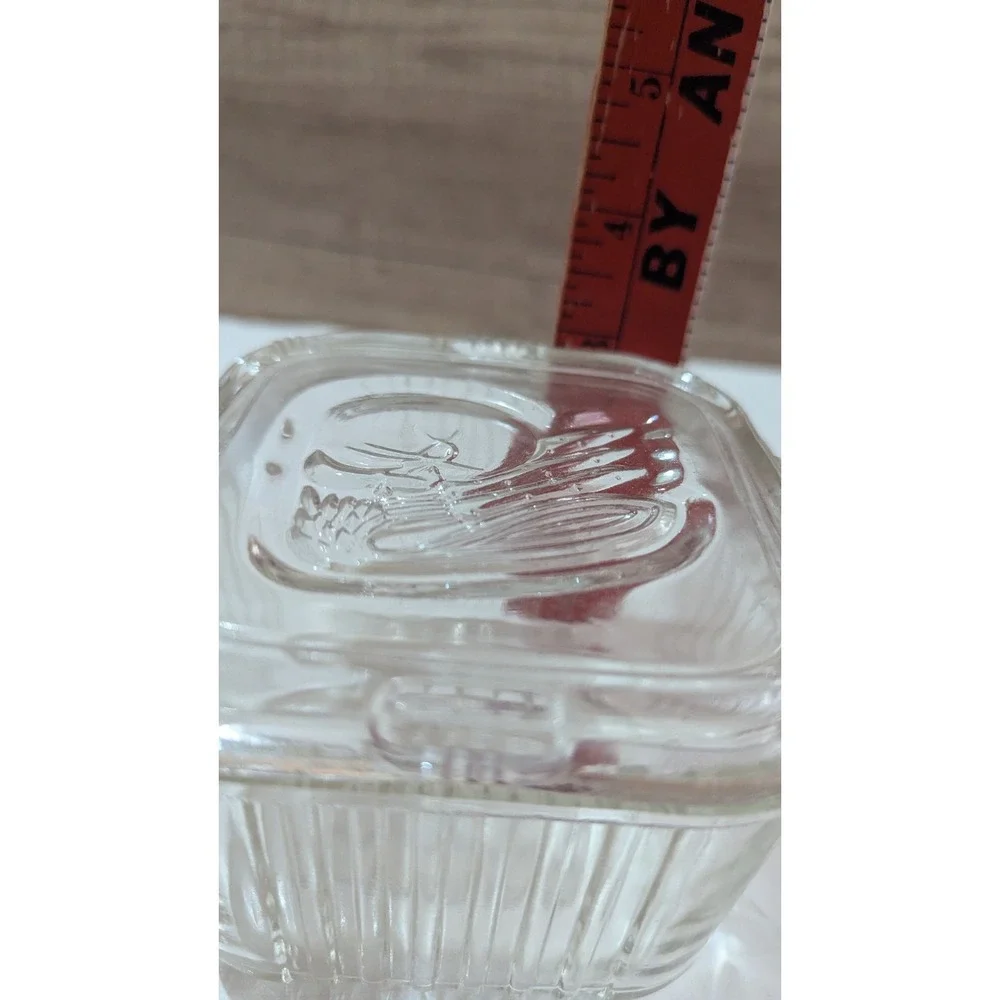 Vtg Federal glass Refrigerator Dish Square Ribbed Base Embossed Vegetable‎ Lid